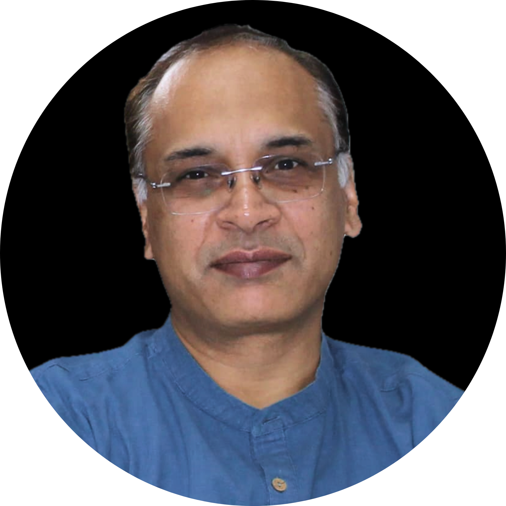 Portrait of Saurabh Raghuvanshi wearing glasses and a blue shirt.